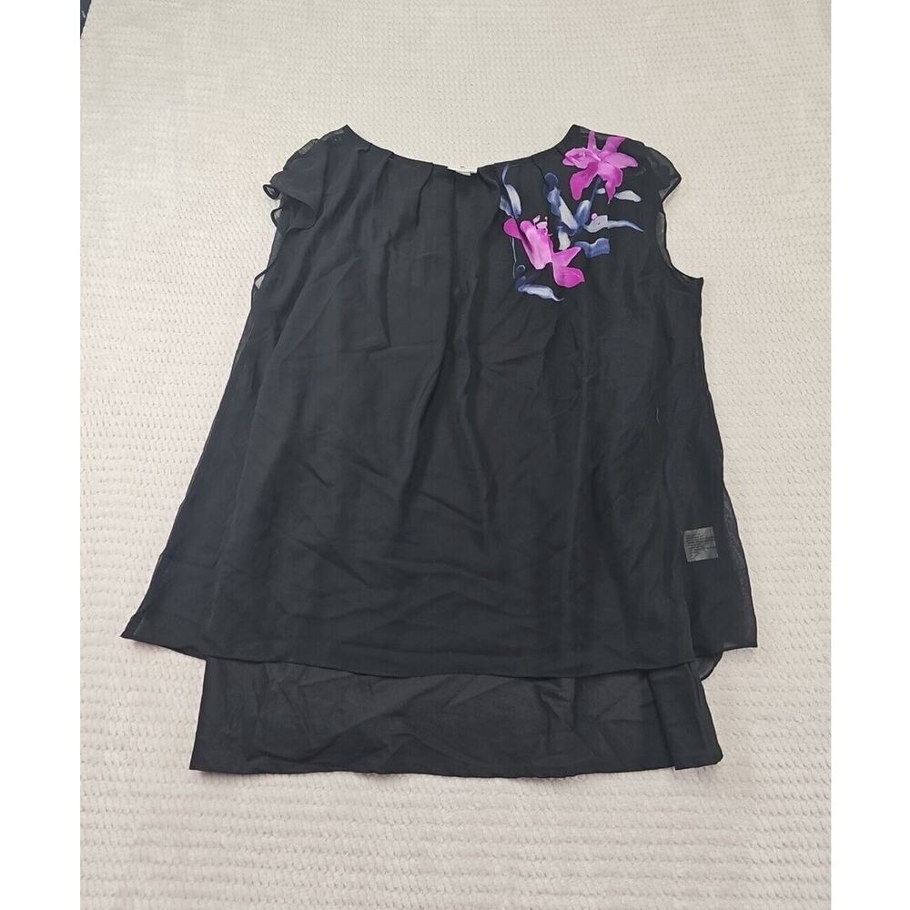 Worthington Shirt Womens 3X Black Floral Print Cap Sleeve Dress Casual Business